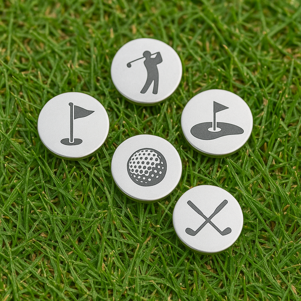 Custom Golf Ball Marker Set – 15 Pack Laser Engraved Steel Discs Personalized Initials or Logo Perfect for Gifts & Tournaments