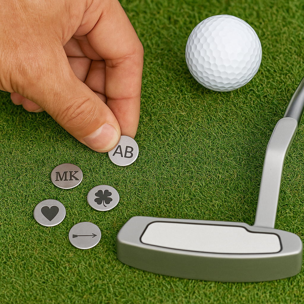 Custom Golf Ball Marker Set – 15 Pack Laser Engraved Steel Discs Personalized Initials or Logo Perfect for Gifts & Tournaments